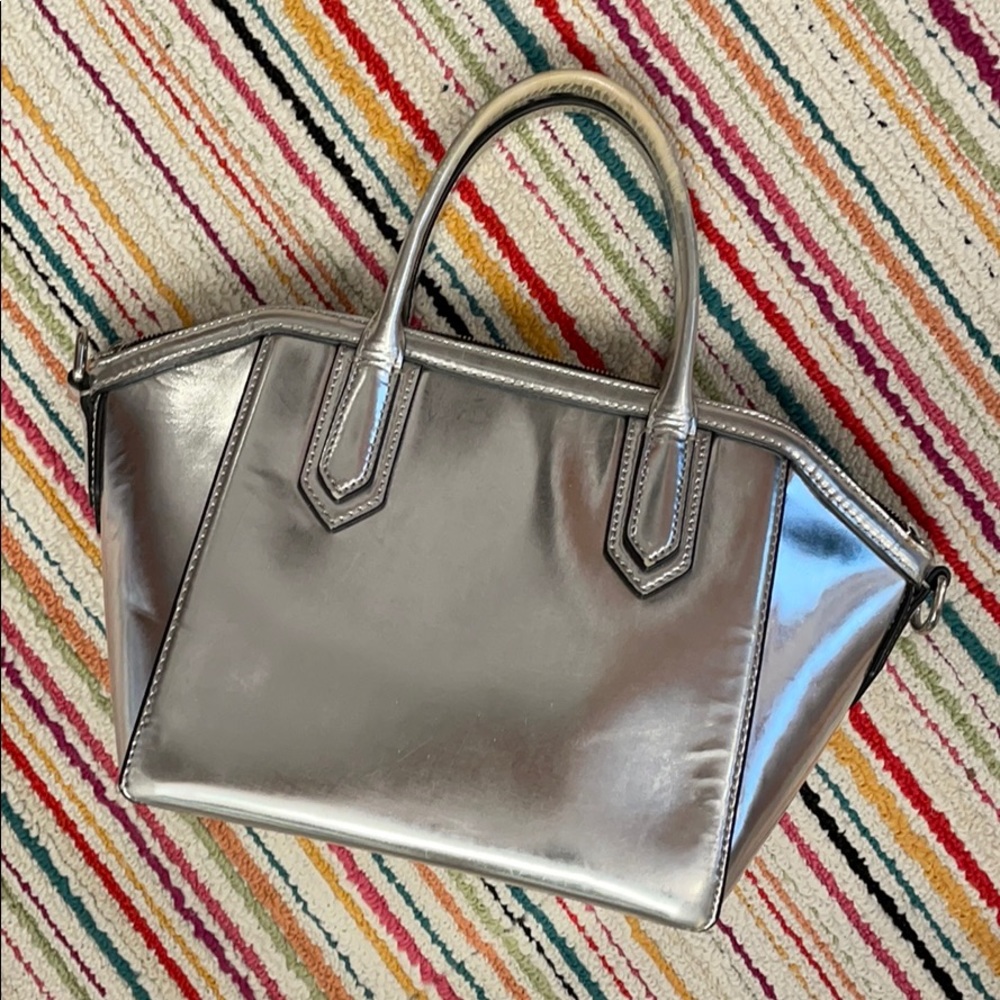 JCrew metallic silver purse